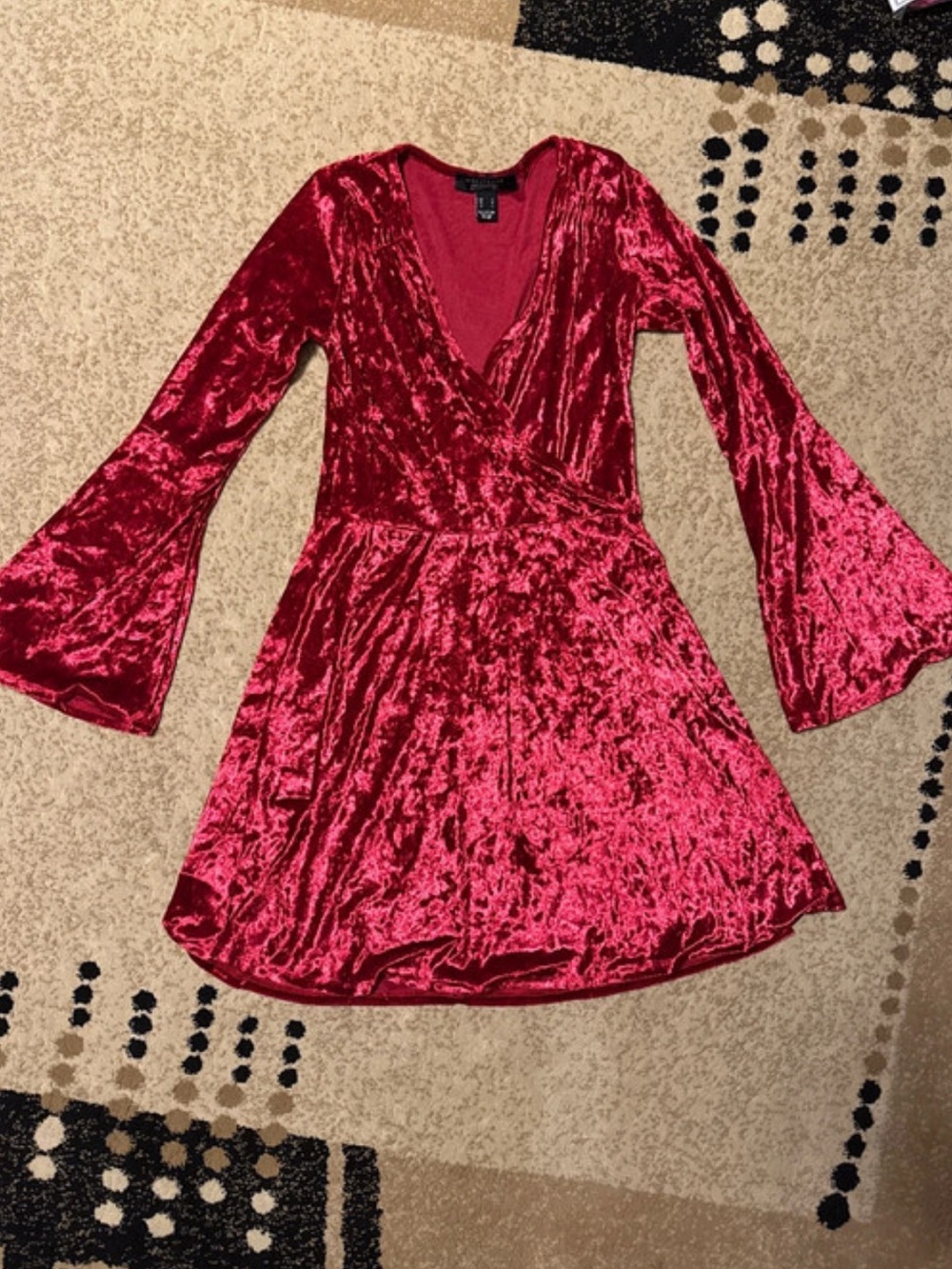 Streetwear Society Crushed Velvet Wrap Dress in Ruby Red